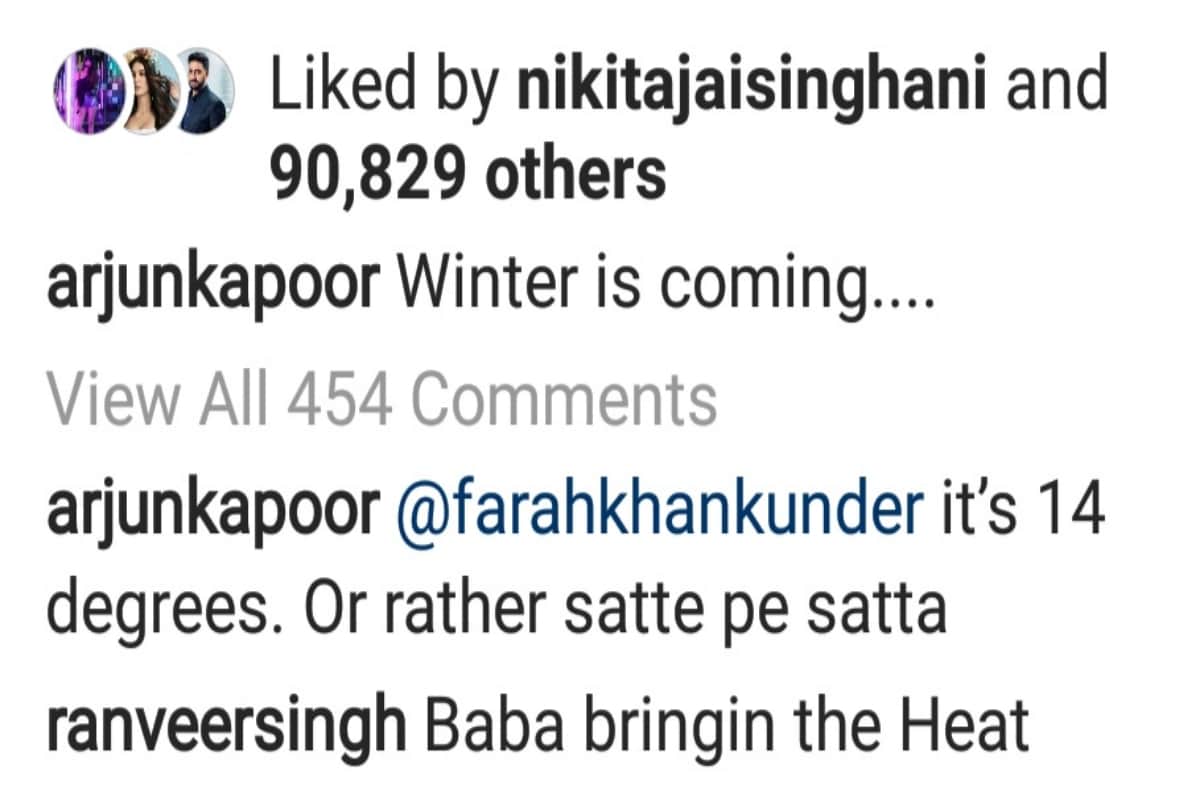after malaika arora ranveer singh commented on arjun kapoor post