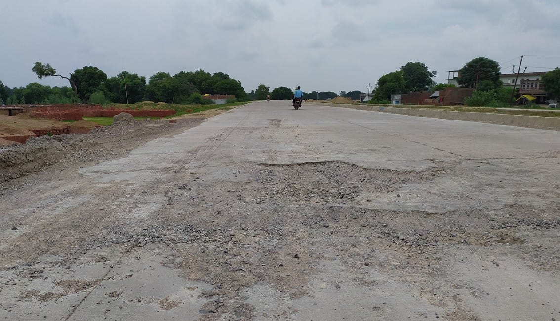 Fourlane road broke as it became