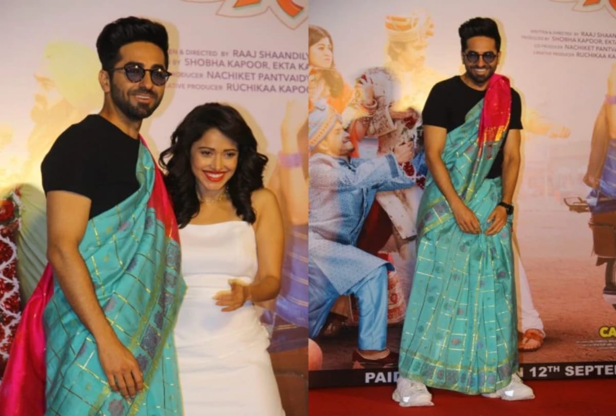 Ayushman Khurana spotted in Saree at Dream Girl Trailer Launch