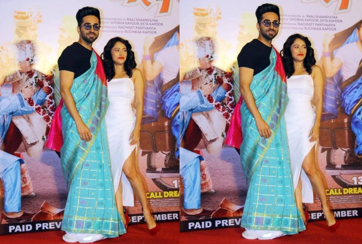Ayushman Khurana spotted in Saree at Dream Girl Trailer Launch