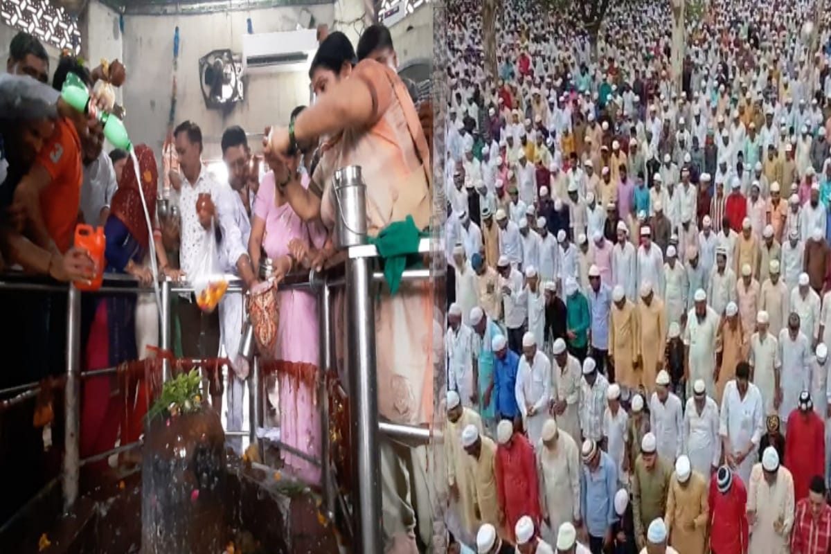 Eid al-Adha Namaz and lord shiva jalabhishek together, amazing pictures