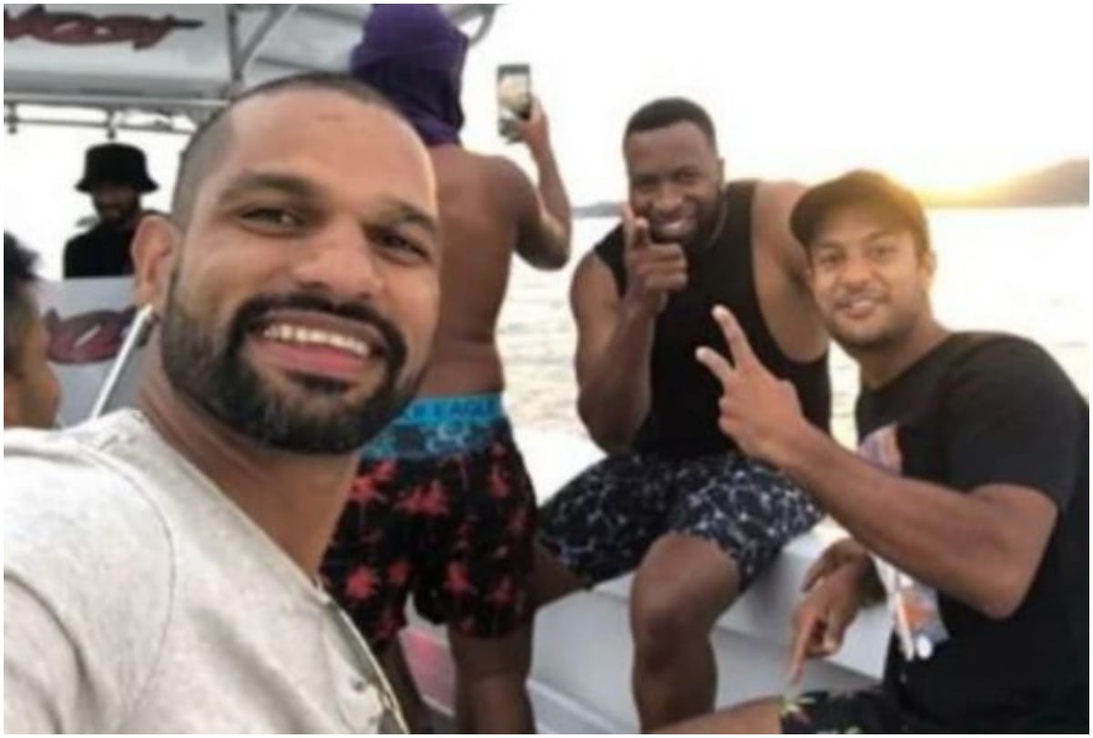 Watch Rohit Sharma Shikhar Dhawan Enjoy Downtime With West Indies Indies Stars In Open Water