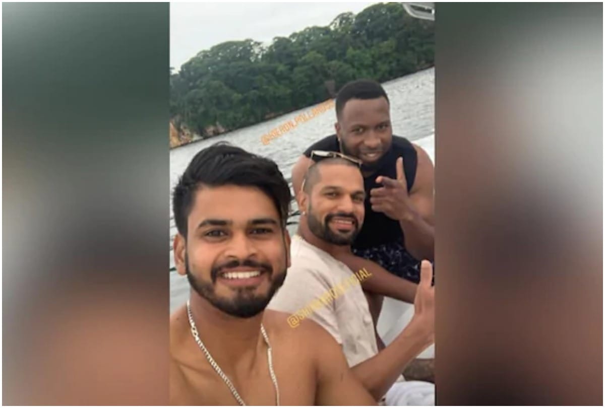 Watch Rohit Sharma Shikhar Dhawan Enjoy Downtime With West Indies Indies Stars In Open Water