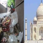 हड़ताल पर गए सफाईकर्मी, ताजमहल के पास लग गया कचरे का ढेर