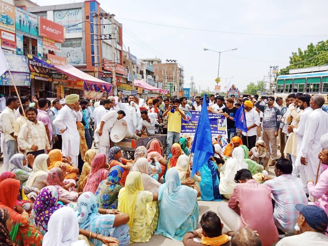 ravidas temple, protest, ratia, fatehabad