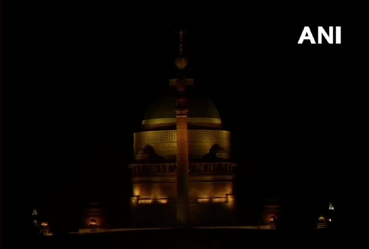 Vijay Chowk and Parliament illuminated on eve of Independence Day, Delhi