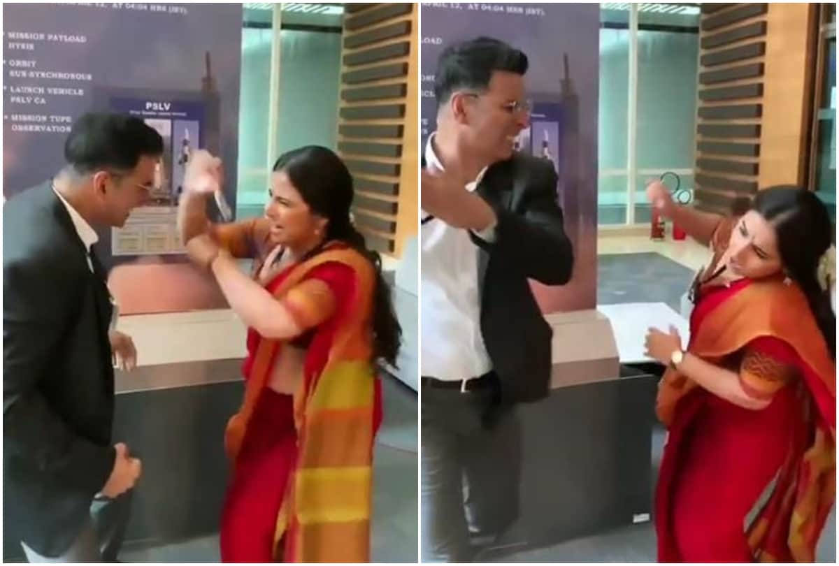 mission Mangal Stars Akshay Kumar Vidya balan Fighting video is Viral