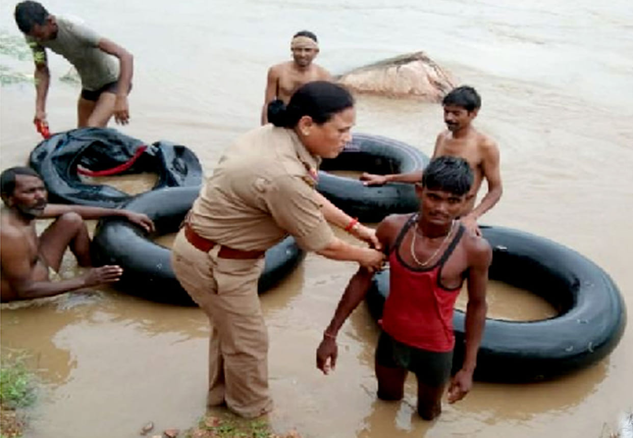 Fisherman was catching fish in the river, police saved him