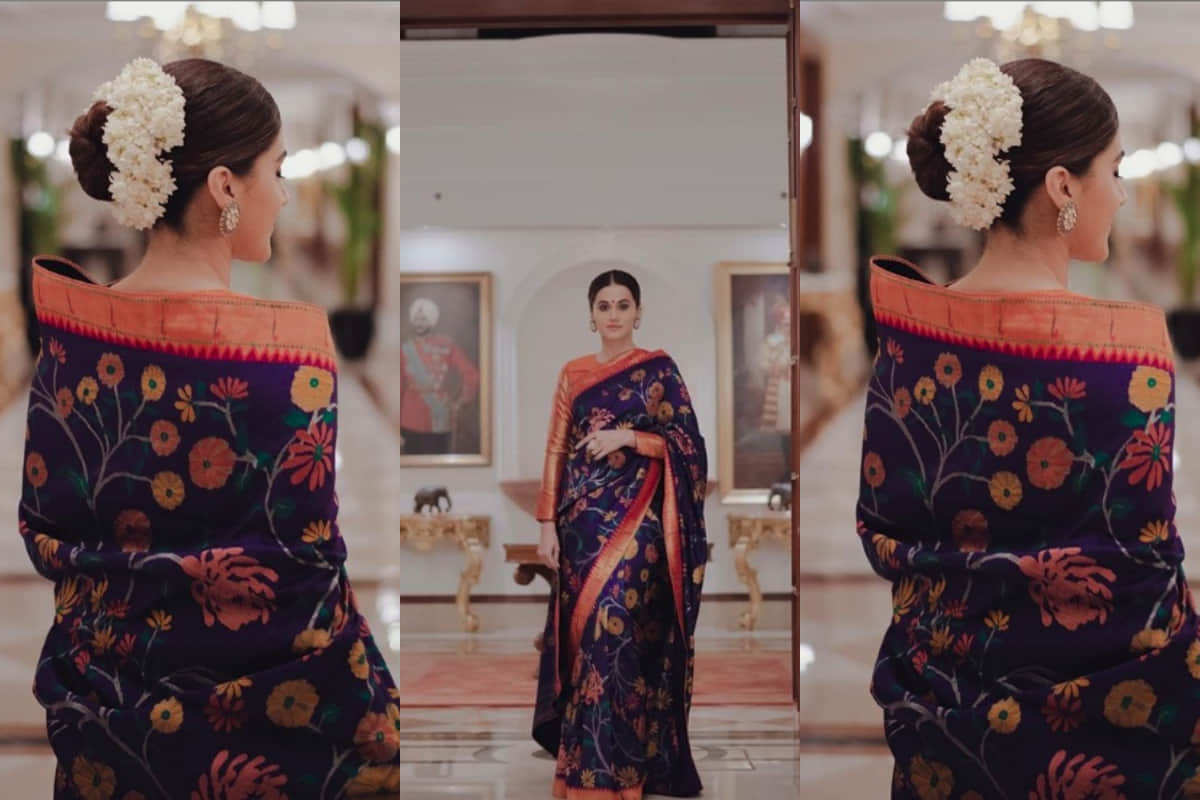 taapsee pannu stylish experiment with saree during mission mangal promotions