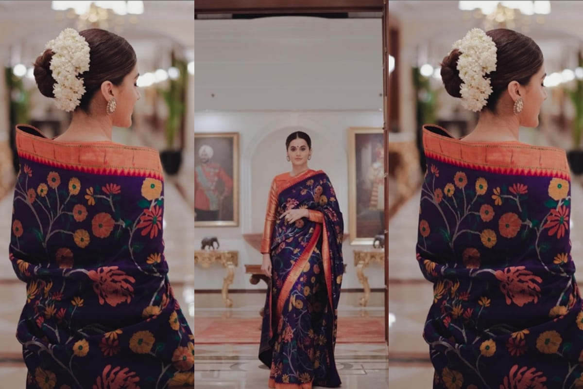 taapsee pannu stylish experiment with saree during mission mangal promotions