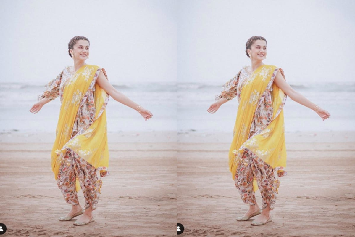 taapsee pannu stylish experiment with saree during mission mangal promotions