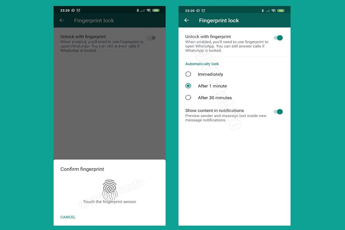 whatsapp fingerprint lock
