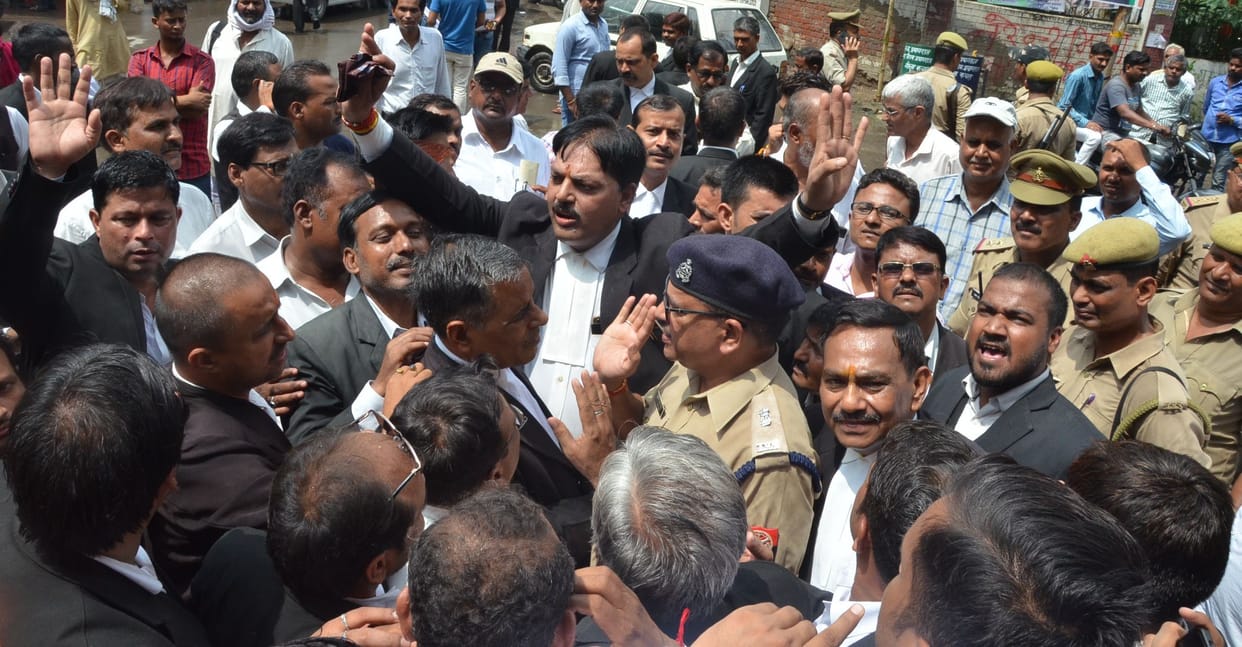 Advocate attacked, fierce uproar in court premises