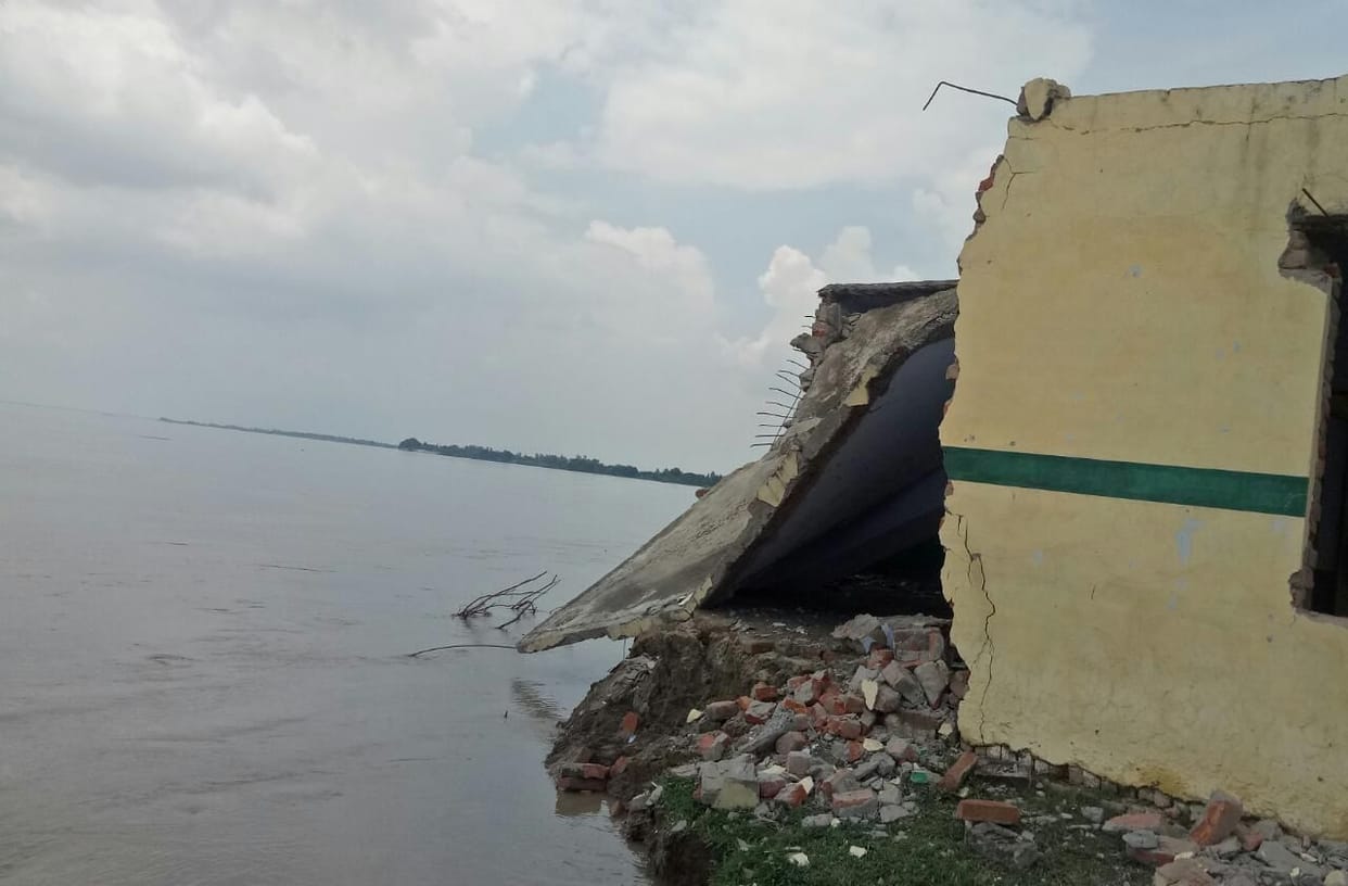 A school collapsed in Saryu and four surrounded by floods