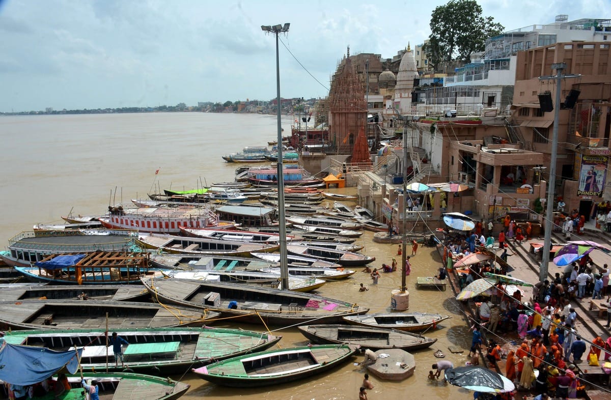 water level increase in ganga after rain varanasi kashi