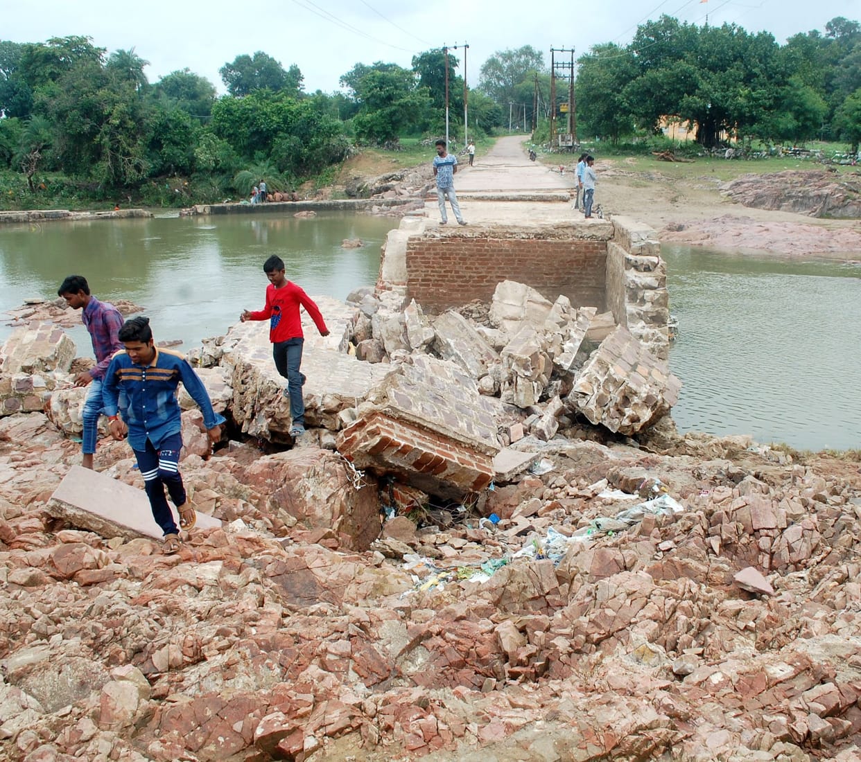 bridge destroyed by flood