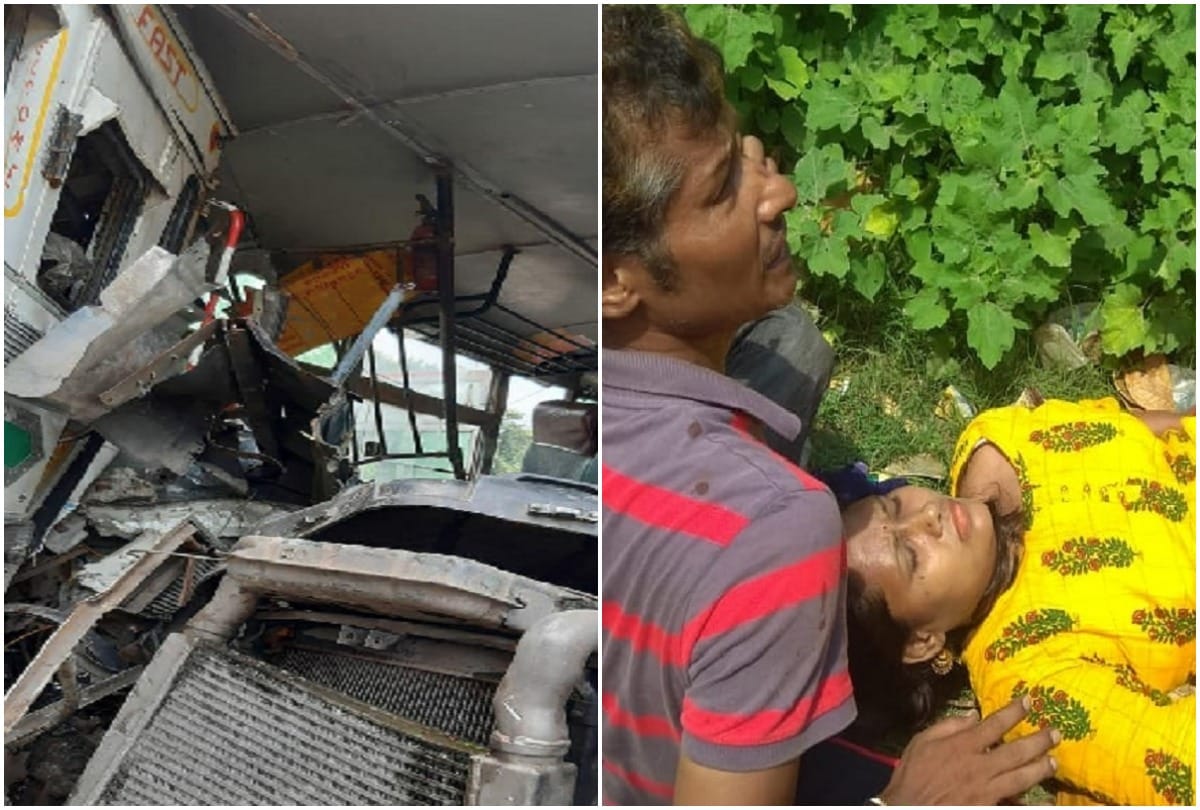 24 People injured due to clash between bus and truck, Admitted in Hospital,