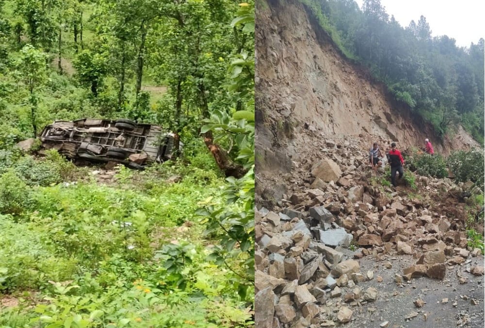 Bus Accident in dhumakot kotdwar photos