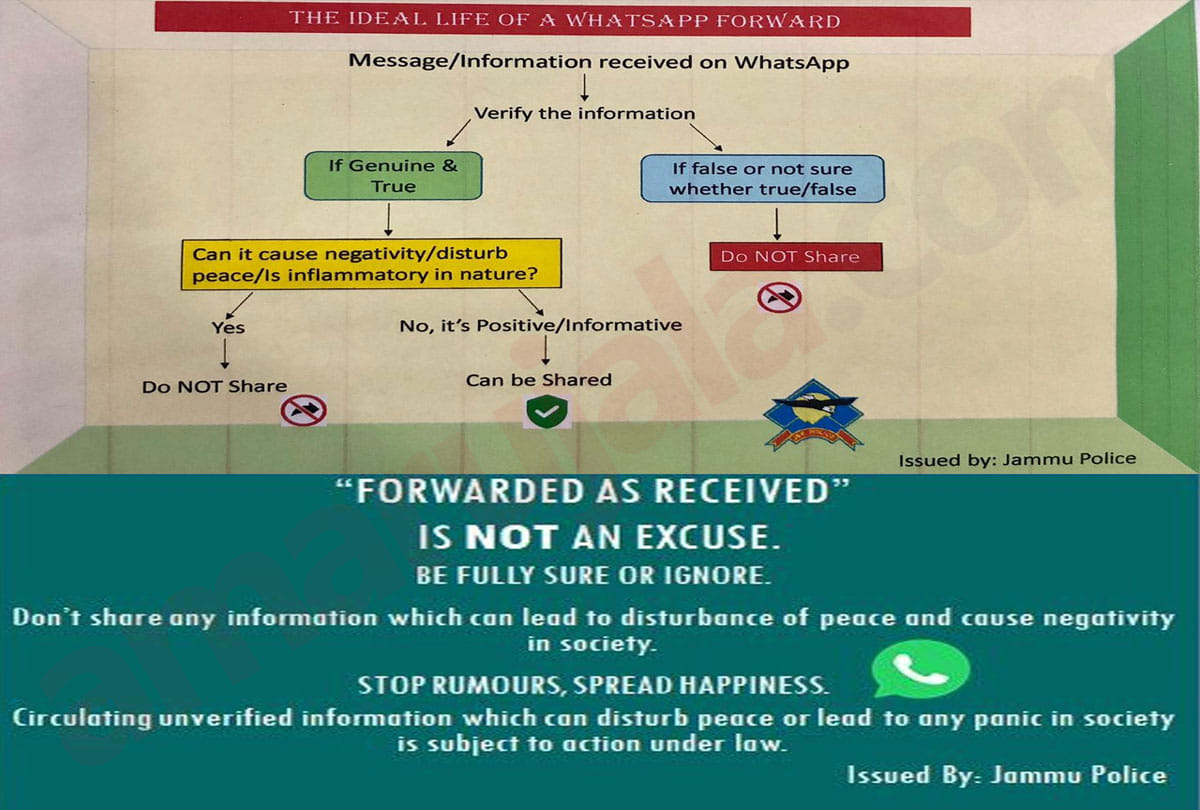 jammu kashmir police warns people not share fake messages on social media, else action must