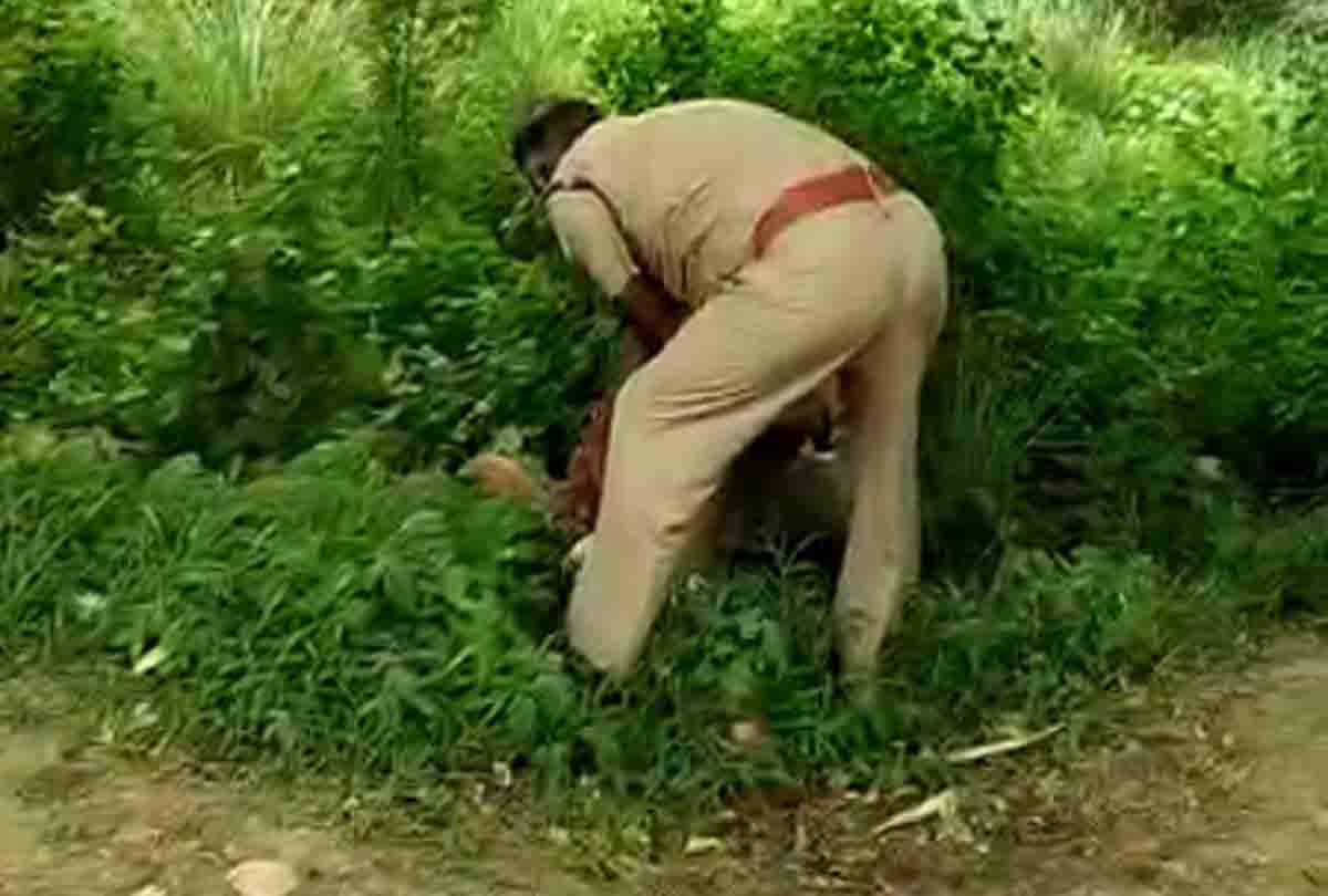 kanpur police two constable fighting middle on the road