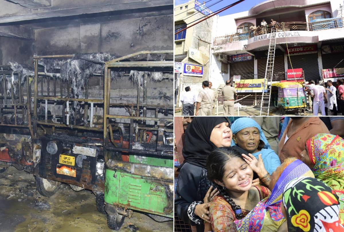 Fire broke out in a charging godown of a e rickshaw.