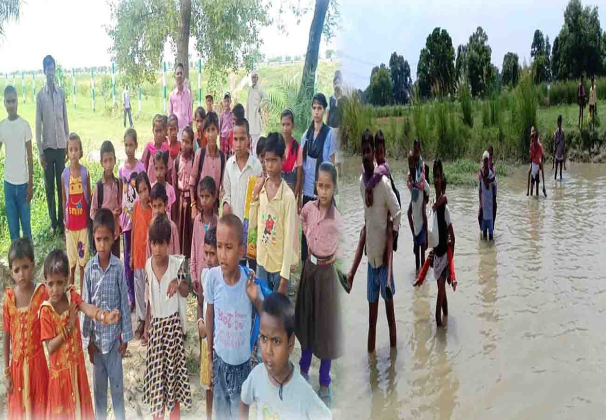 Children's suffer difficulties going to school in etawah