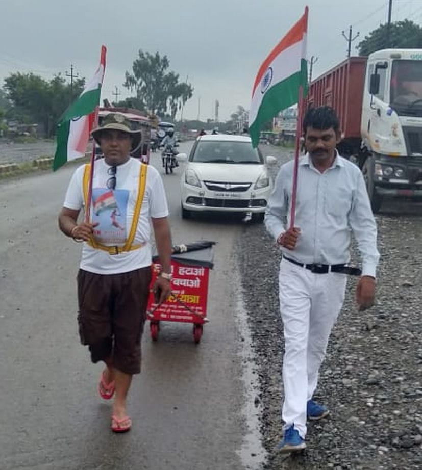 Omkar set out on foot march demanding removal of EVMs