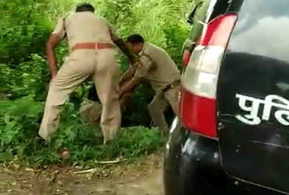 kanpur police two constable fighting middle on the road, suspended