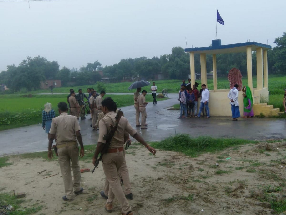Bhimrao Ambedkar Statue damaged people protest in devgaon azamgarh