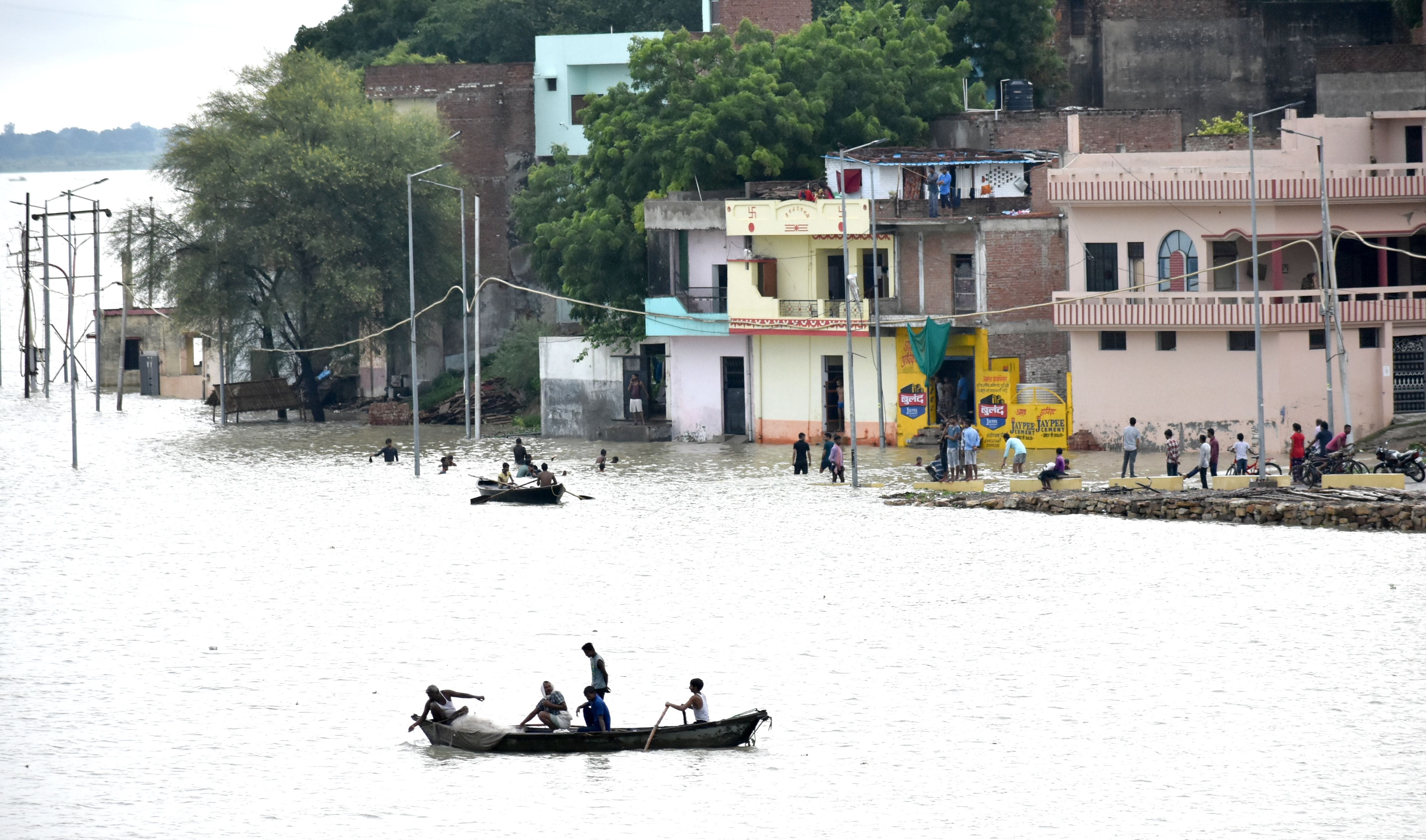 Near Ganga-Yamuna warning point in Prayagraj