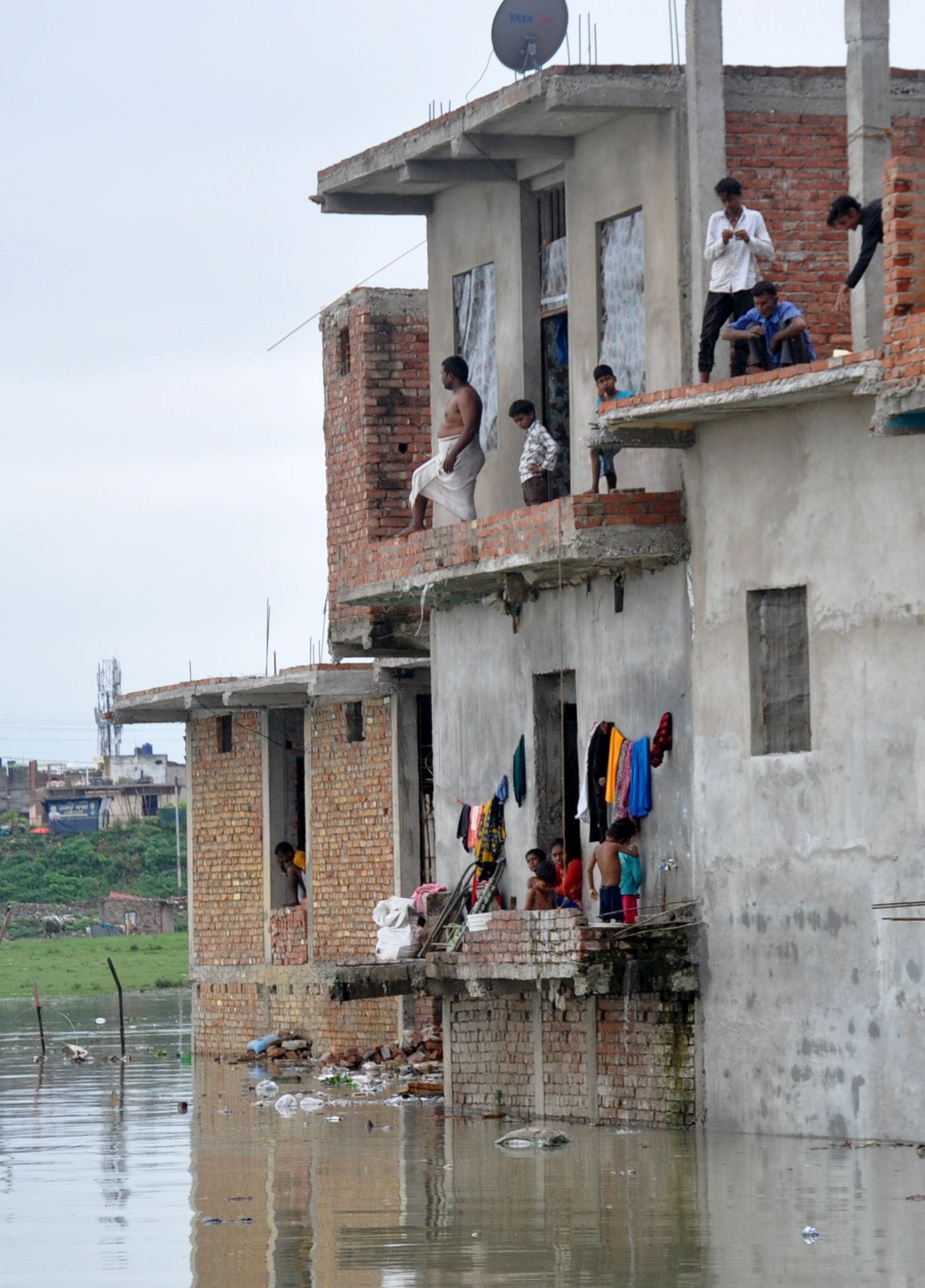 Near Ganga-Yamuna warning point in Prayagraj