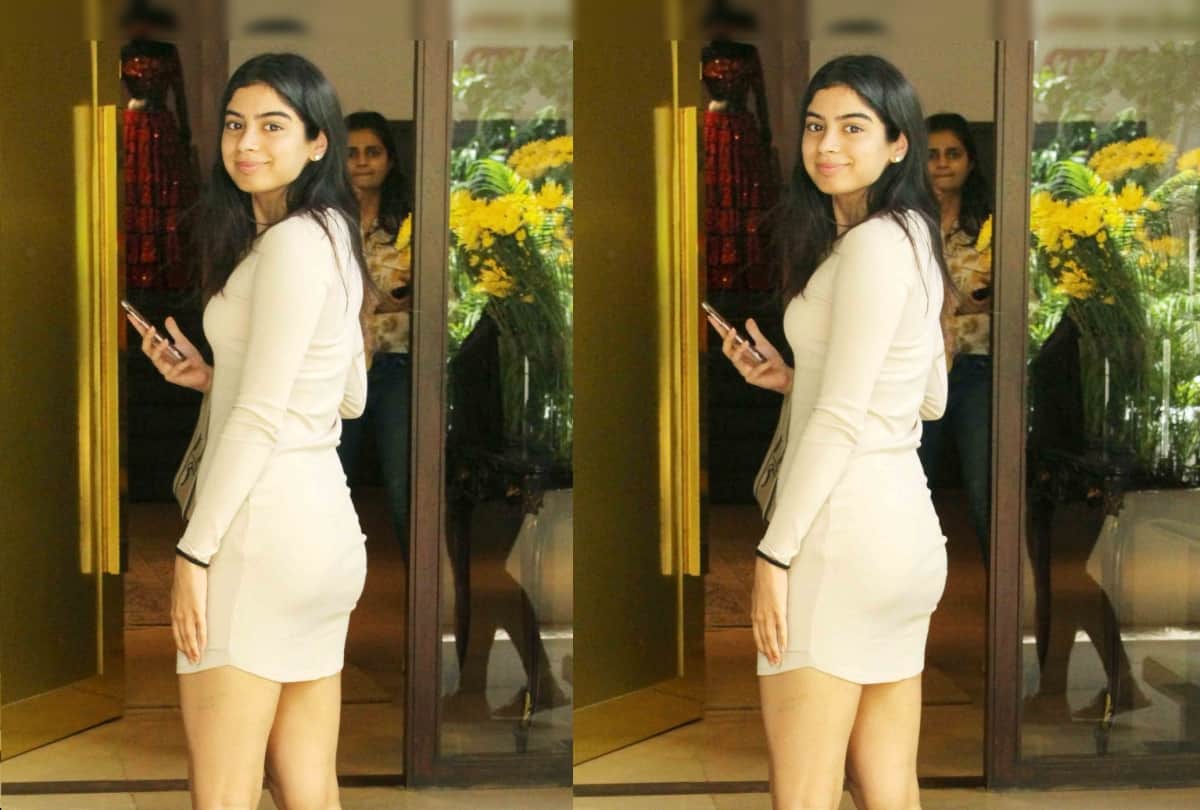 Khushi Kapoor looks stunningly stylish in this beige bodycon dress