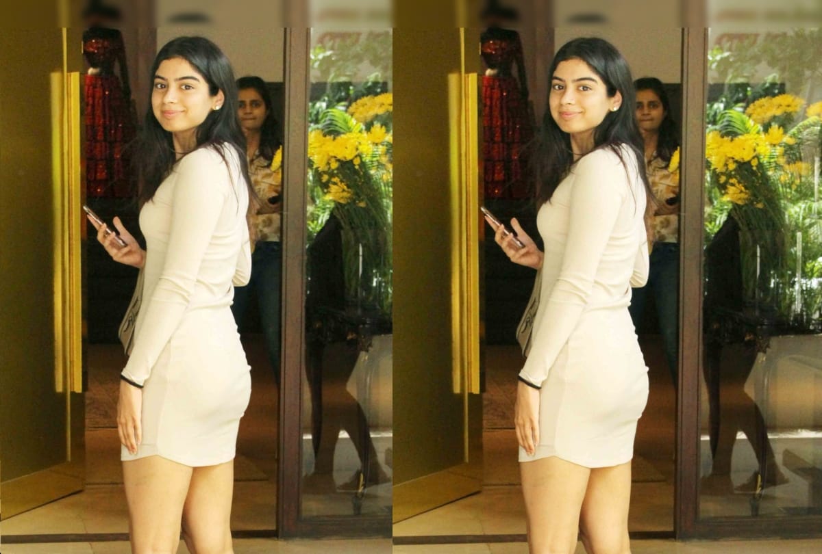 Khushi Kapoor looks stunningly stylish in this beige bodycon dress