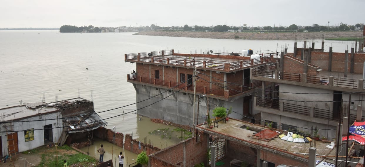 Near Ganga-Yamuna warning point in Prayagraj