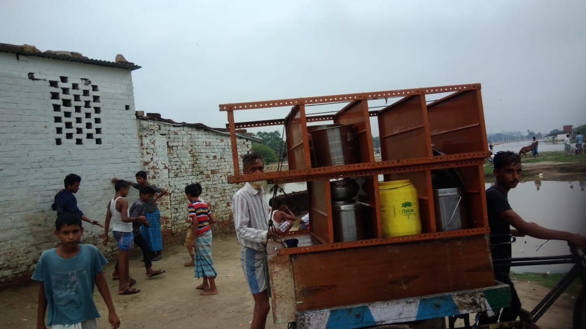 people leave home after water getting enter in his area of varuna river varanasi