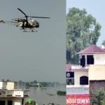 हेलीकॉप्टर से पहुंचाई जा रही मदद