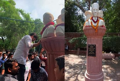 The statue of veer savarkar, subhash chandra bose and Bhagat Singh was installed in DU overnight