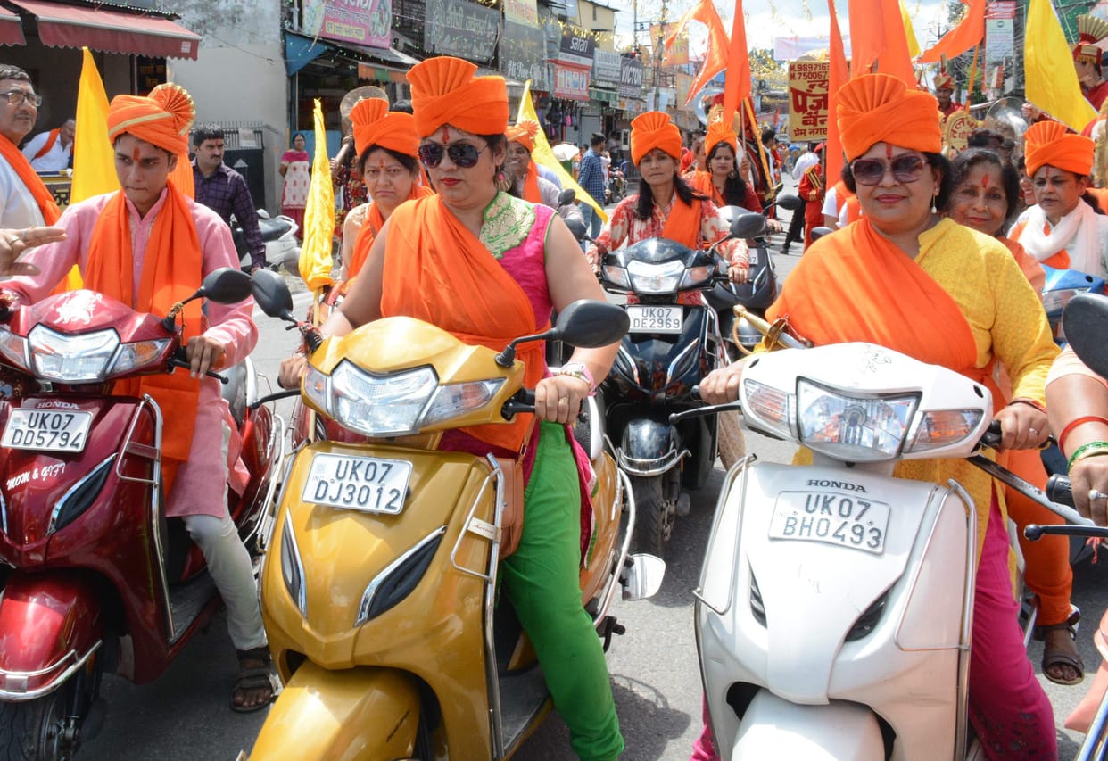 Message of environmental protection given by procession, distributed plants