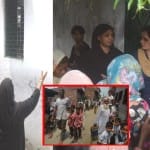 बच्चों को स्कूल से वापस लाते अभिभावक