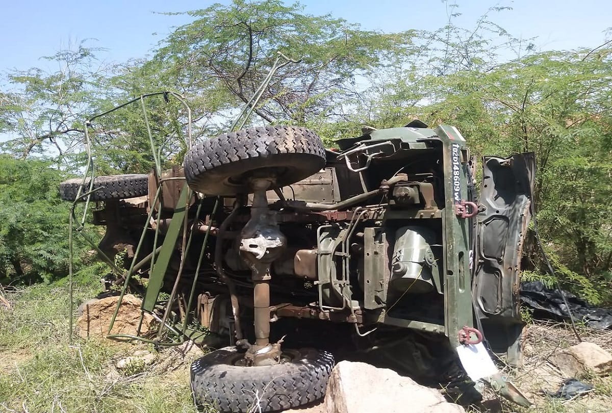 Airforce truck accident at barmer in rajasthan