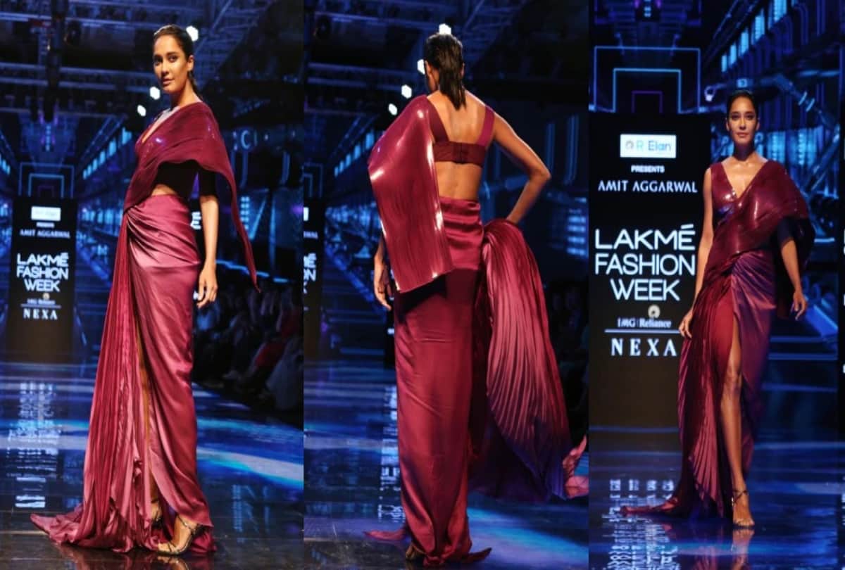 Lakme Fashion Week: Pregnant Lisa Haydon high slit saree steals the show