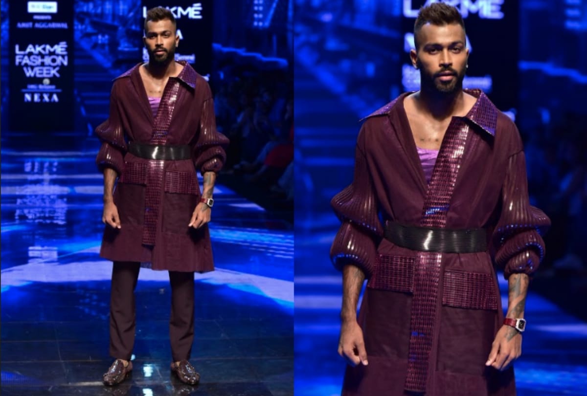 Indian Cricketer Hardik Pandya walked at ramp in fashion show with actress lisa haydon
