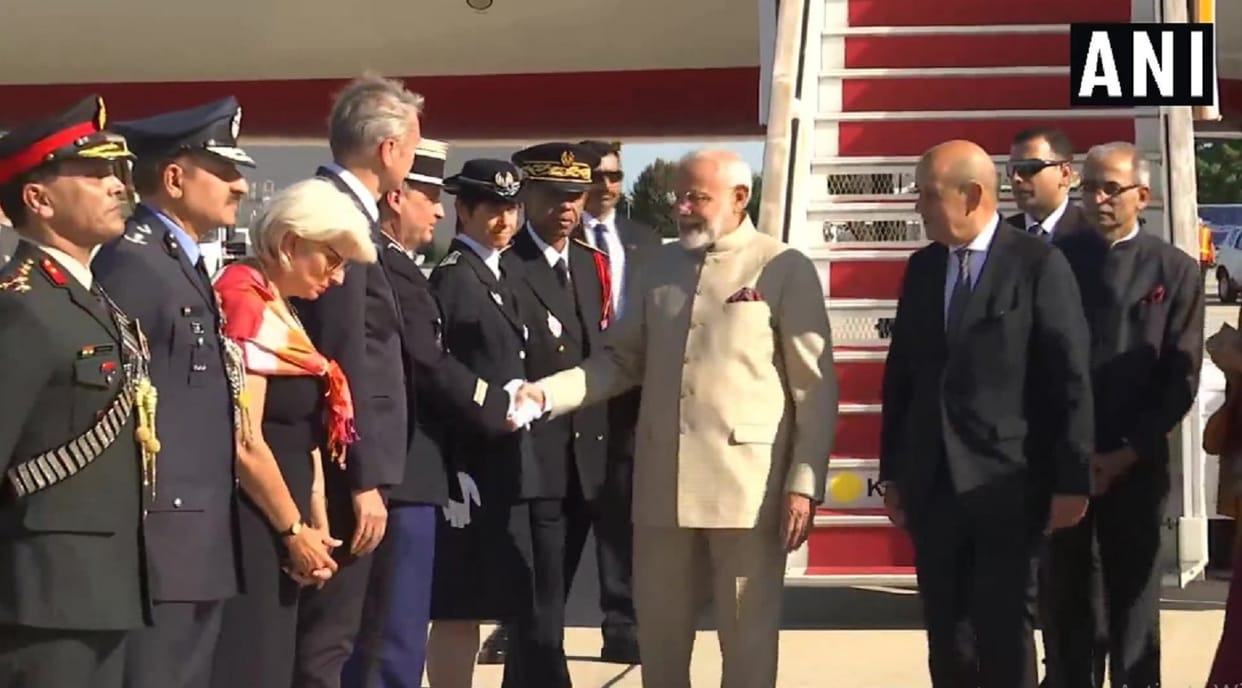 PM Narendra Modi arrives at Charles de Gaulle Airport in Paris will meet Emmanuel Macron