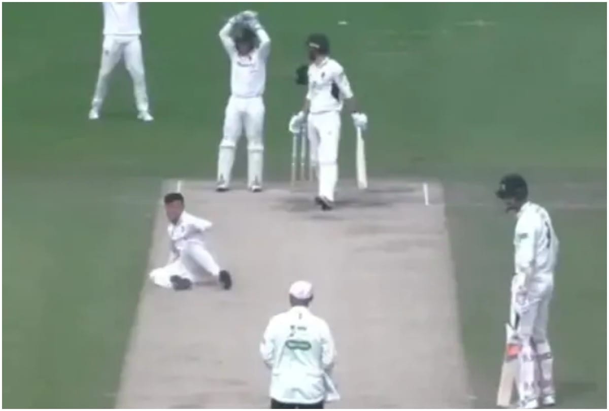 Watch Bowler Falls While Appealing Leaving Fielders In Splits