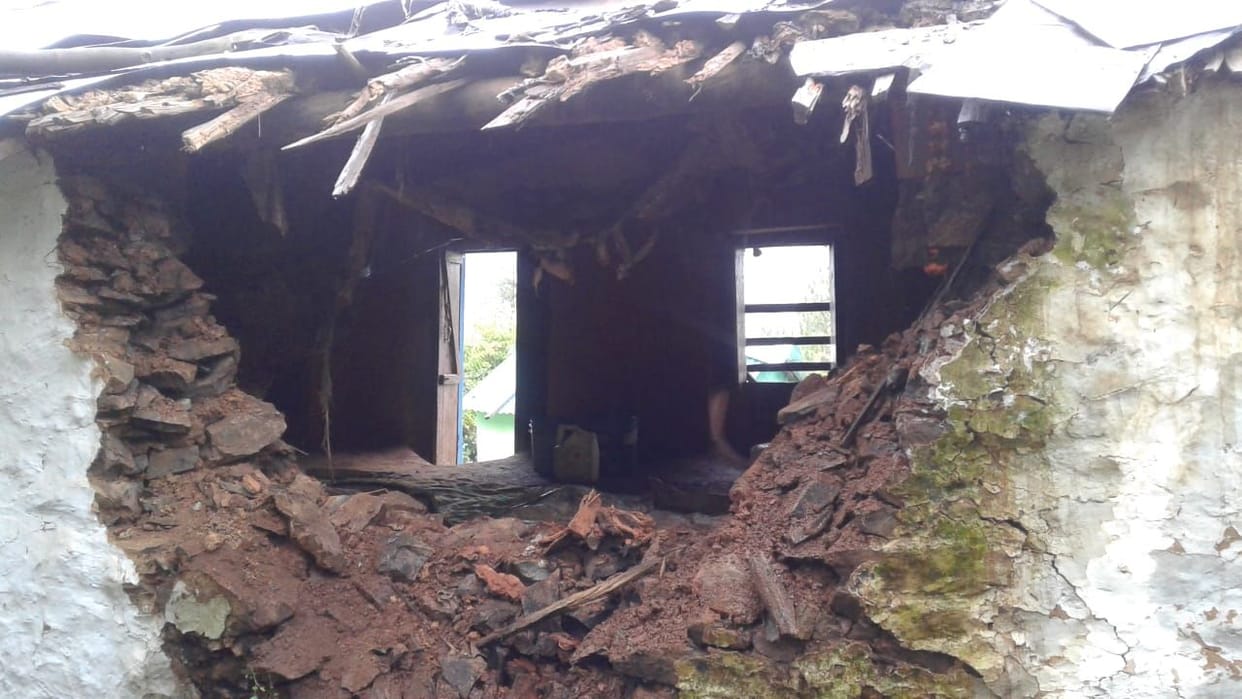 house damaged in  garud
