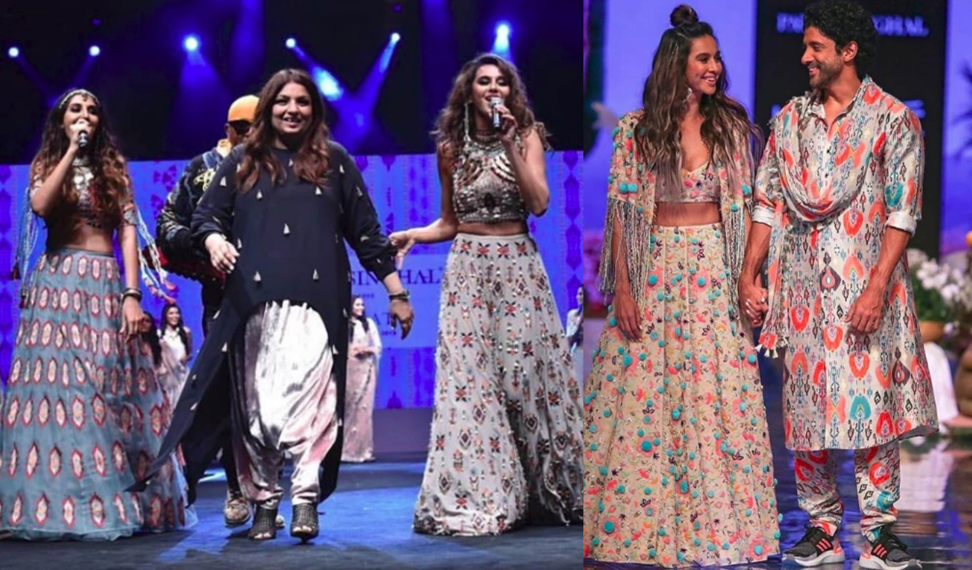 lakme fashion week 2019 farhan akhtar ramp walk with girlfriend shibani dandekar for payal singhal