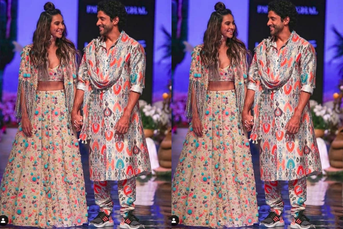 lakme fashion week 2019 farhan akhtar ramp walk with girlfriend shibani dandekar for payal singhal