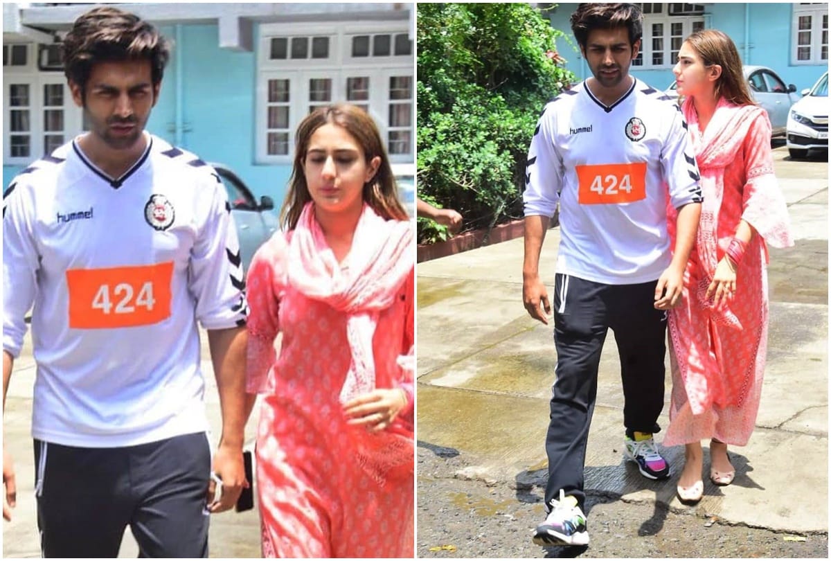 Ananya Pandey Kartik Aaryan Viral video from Pati Patni Aur Woh Shooting Set