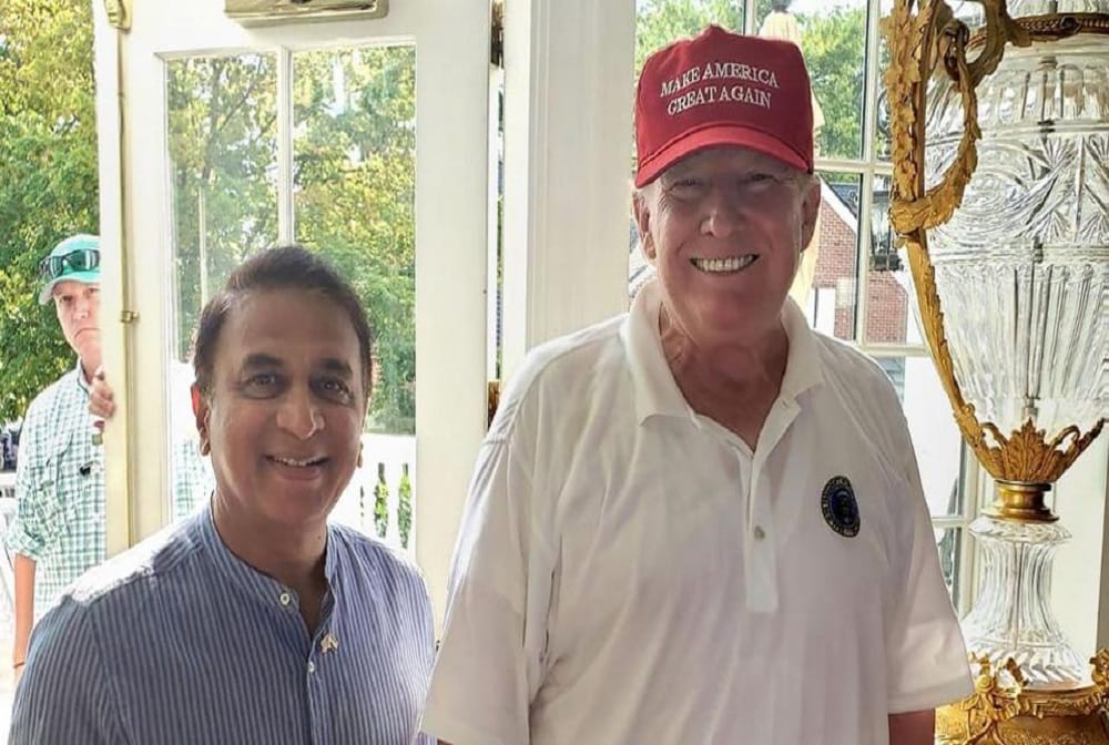 Sunil Gavaskar meets US President Donald Trump during charity fund-raising trip