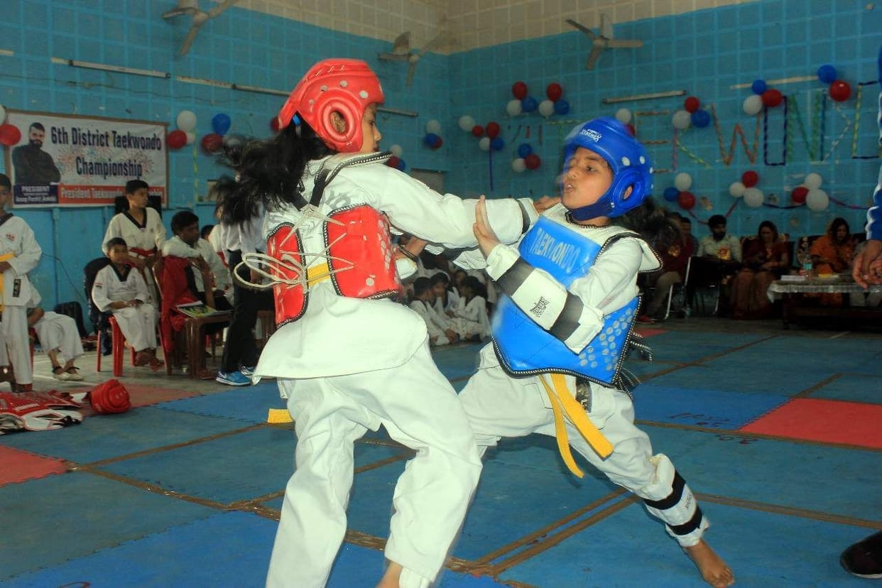 Children showed power in Taekwondo